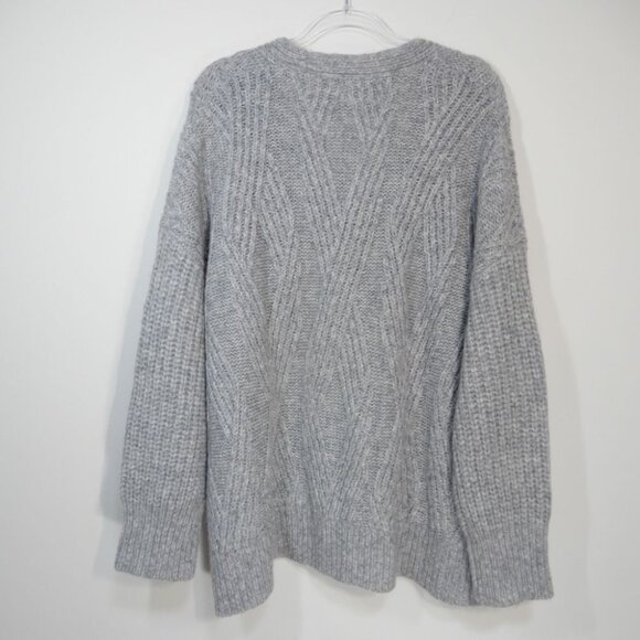 NORDSTROM Alpaca Wool Blend V-Neck Pullover Sweater Size 2X Grey Cable Knit NEW - Picture 8 of 9